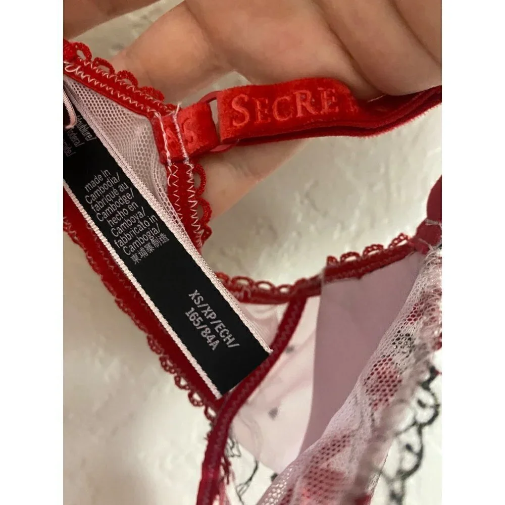 Victoria Secret Women's Rose Bud Dot Wicked Teddy Pink/Red - XS - Picture 14 of 16